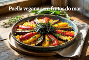 Quem disse que a tradicional paella espanhola precisa de frutos do mar para ser deliciosa?