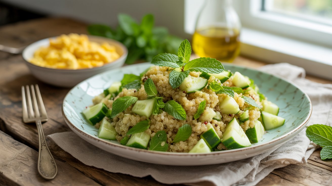 Receita Anti-inflamatórias NutriFitCoach 4 – Salada de Quinoa com Pepino e Hortelã